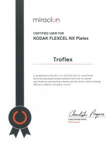 Certificado KODAK FLEXCEL NX Plates by Miraclon